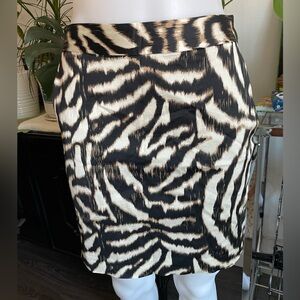 Ann Taylor Sateen Animal Print Knee-Length Skirt sz 0